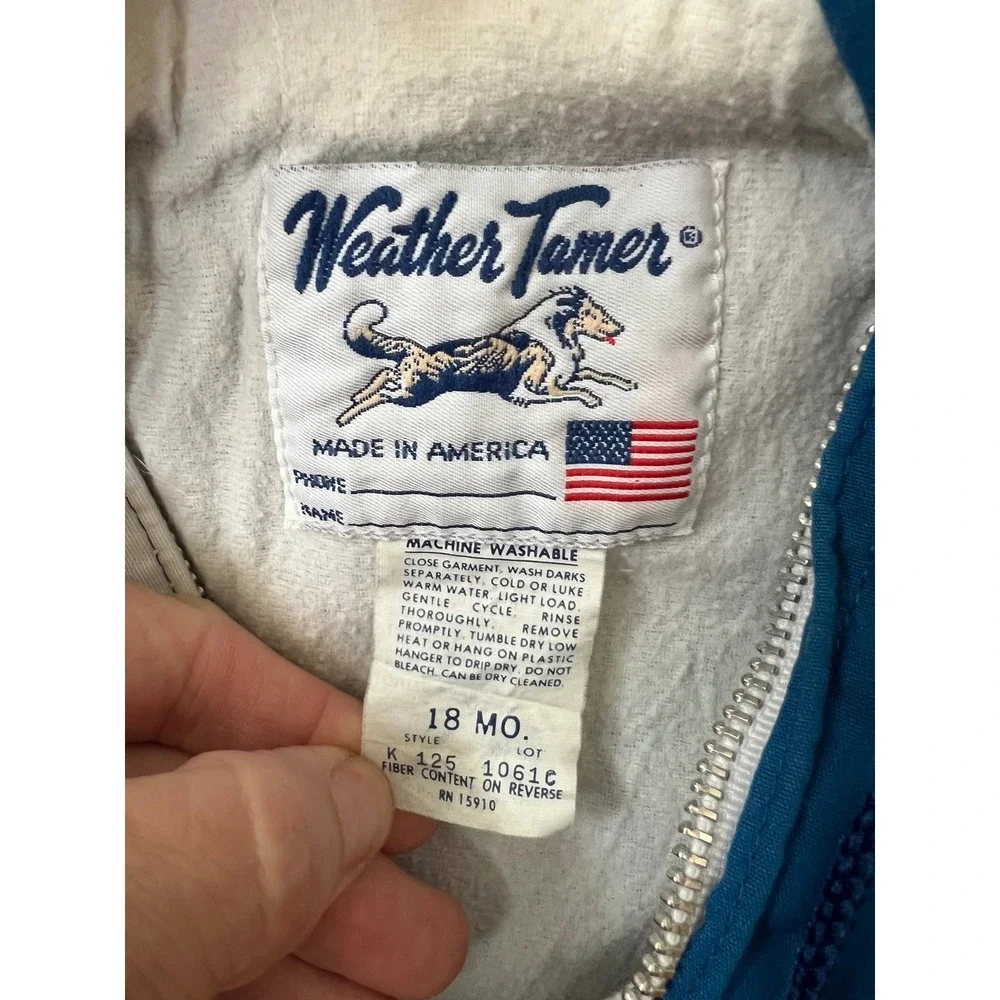 Weather Tamer Jacket Blue Vintage Sailboat Rainbow Stripe 18 Months